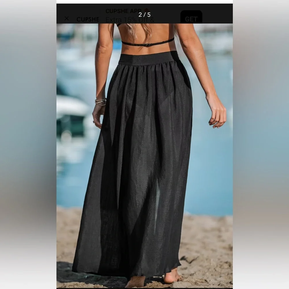 Palm Tree Belted Slit Sarong cupshe nwt - Picture 5 of 5